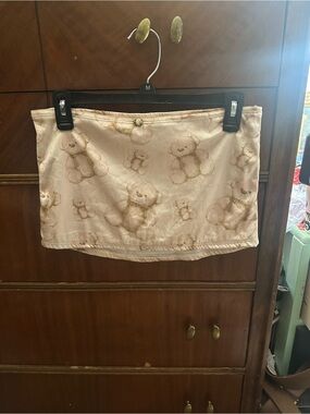 omighty Beige Teddy Print Crop Tube Top